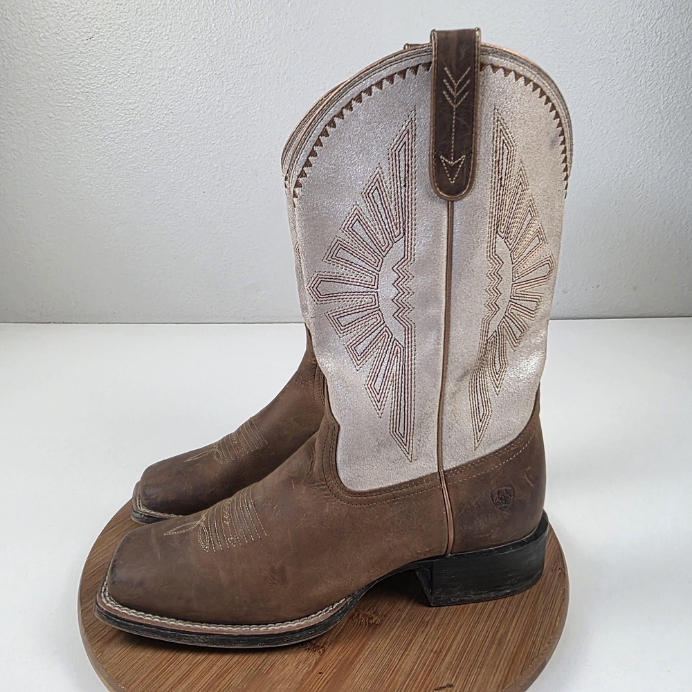 Ariat Boots Womens Size 9.5 Brown Leather Mid Calf Western Square Toe 10025036 - Picture 2 of 16
